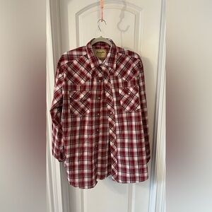 Wrangler Men's Burgundy Plaid Button Down Shirt